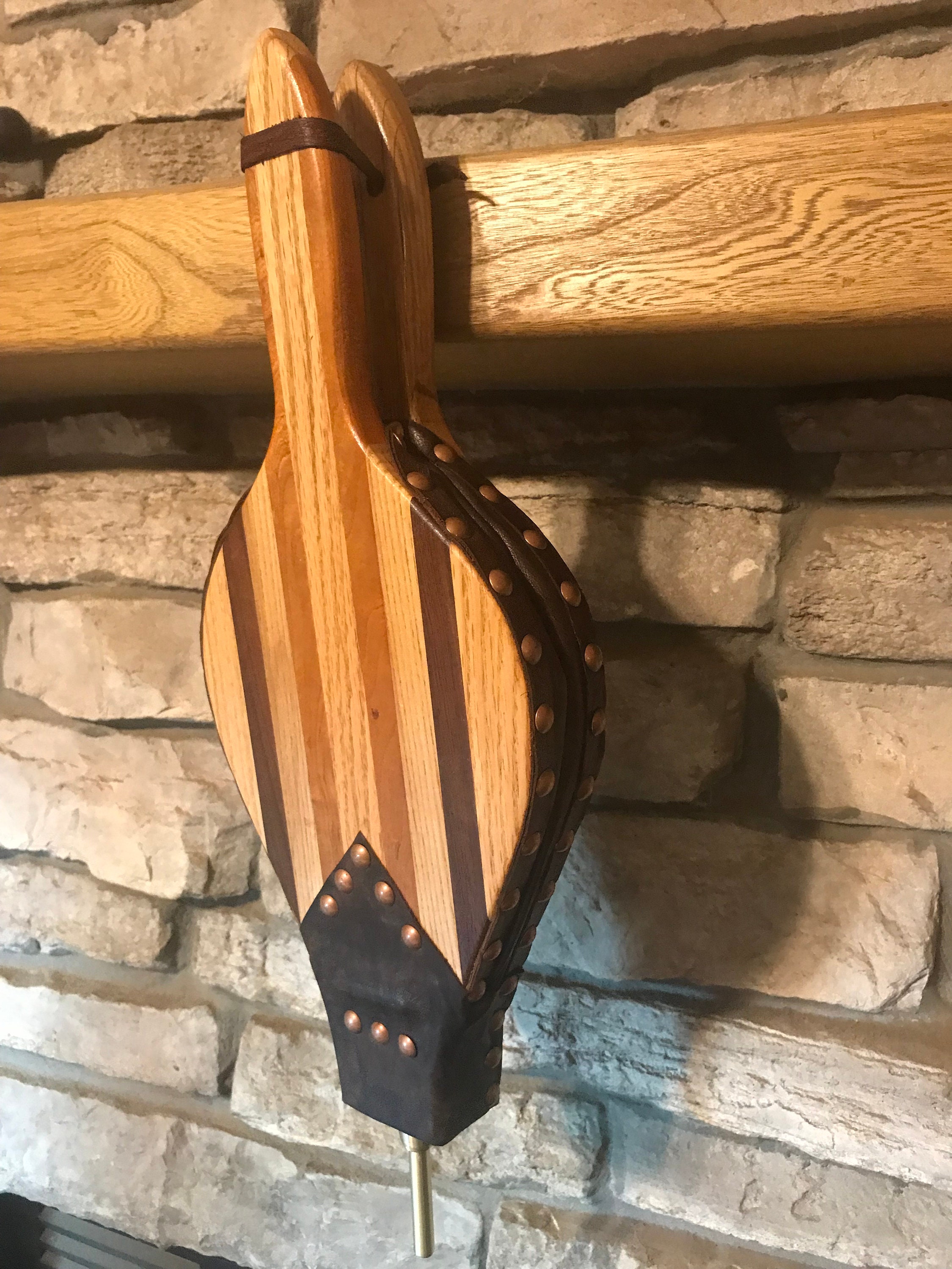 Ready to ship Handmade Fireplace Bellows, Assorted Joined Wood, Dark