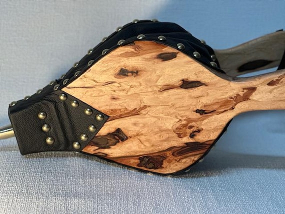 Handcrafted Hickory Fireplace Bellows – Heavy Solid Wood, Black Leather & Brass Accents