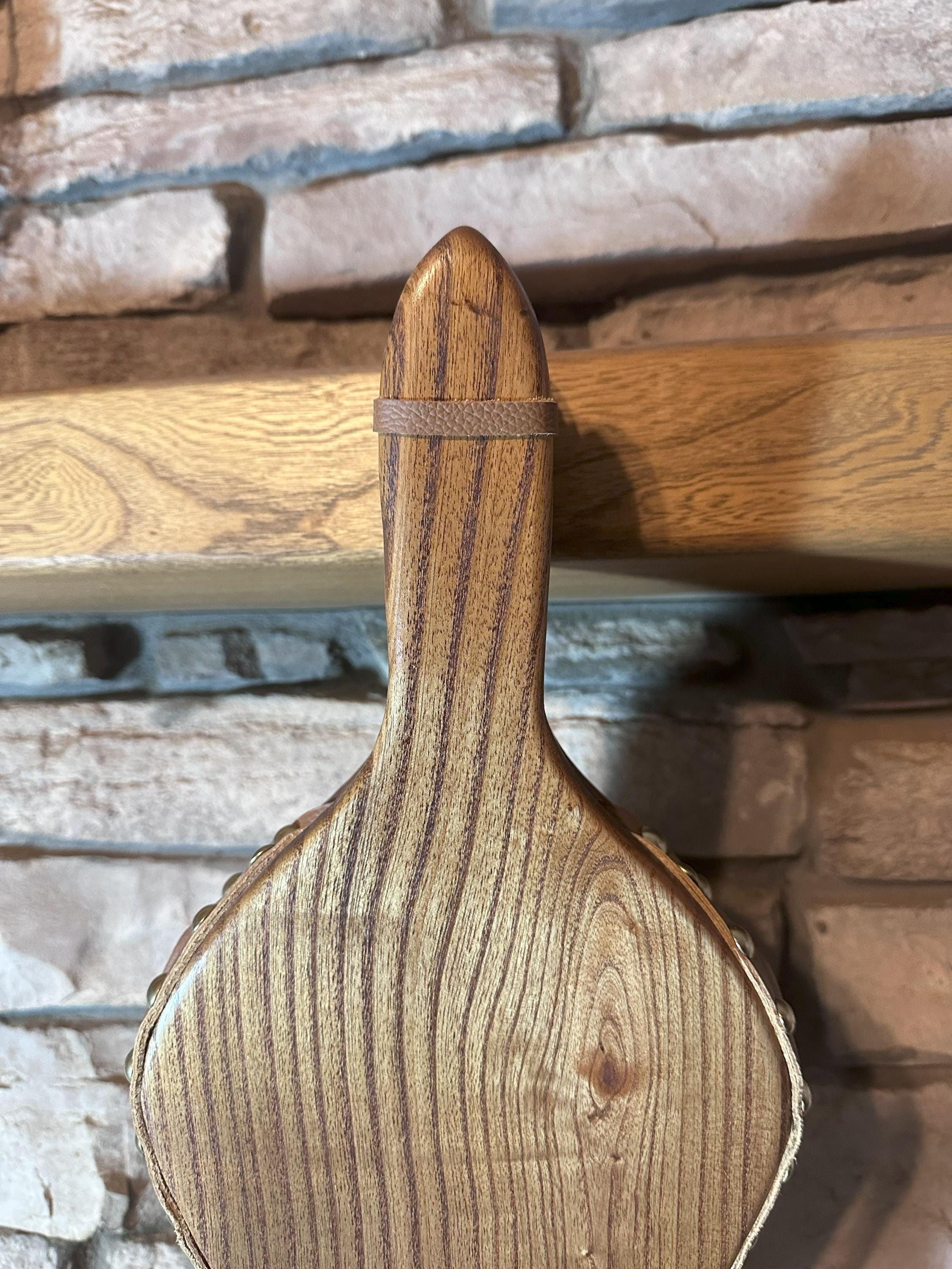 READY TO SHIP: Handmade Fireplace Bellows, Catalpa Wood, Light Brown Leather, Shiny Brass Tacks-Fireplace-Bellows-Hearth-Woodstove - Thumbnail 5