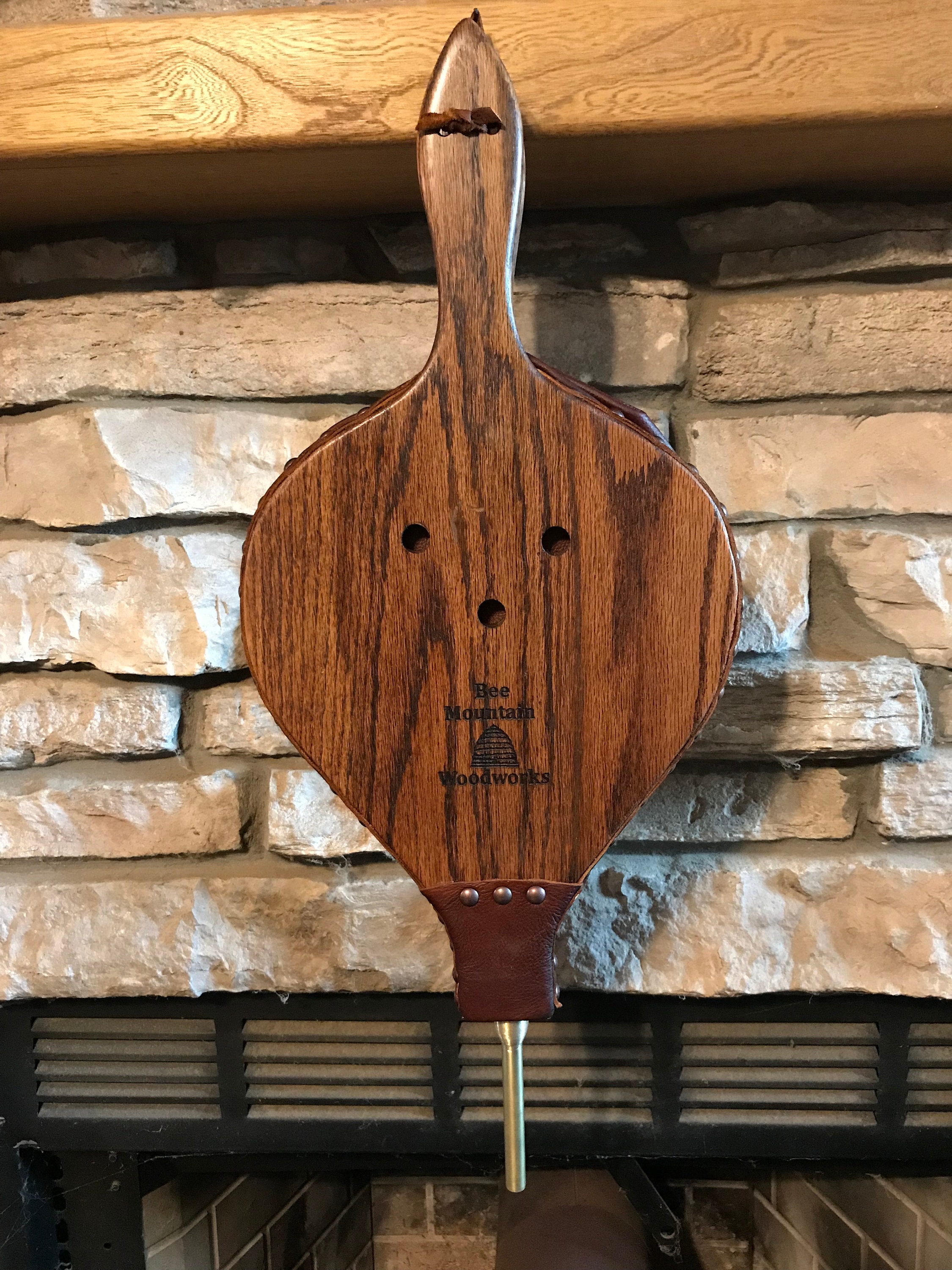 READY to SHIP XXL Handmade Fireplace Bellows, Oak with Rich Brown