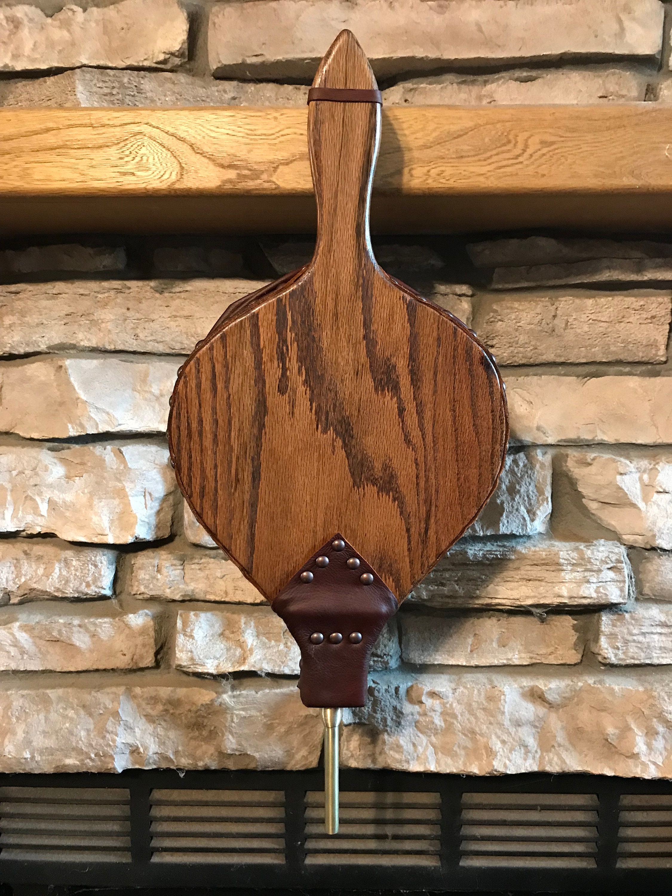 READY to SHIP XXL Handmade Fireplace Bellows, Oak with Rich Brown