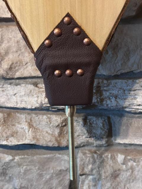 READY TO SHIP:  Handmade Fireplace Bellows, Poplar with Carved and Hand Painted Owl, Brown Leather, Bronze Tacks - Heirloom - Thumbnail 5