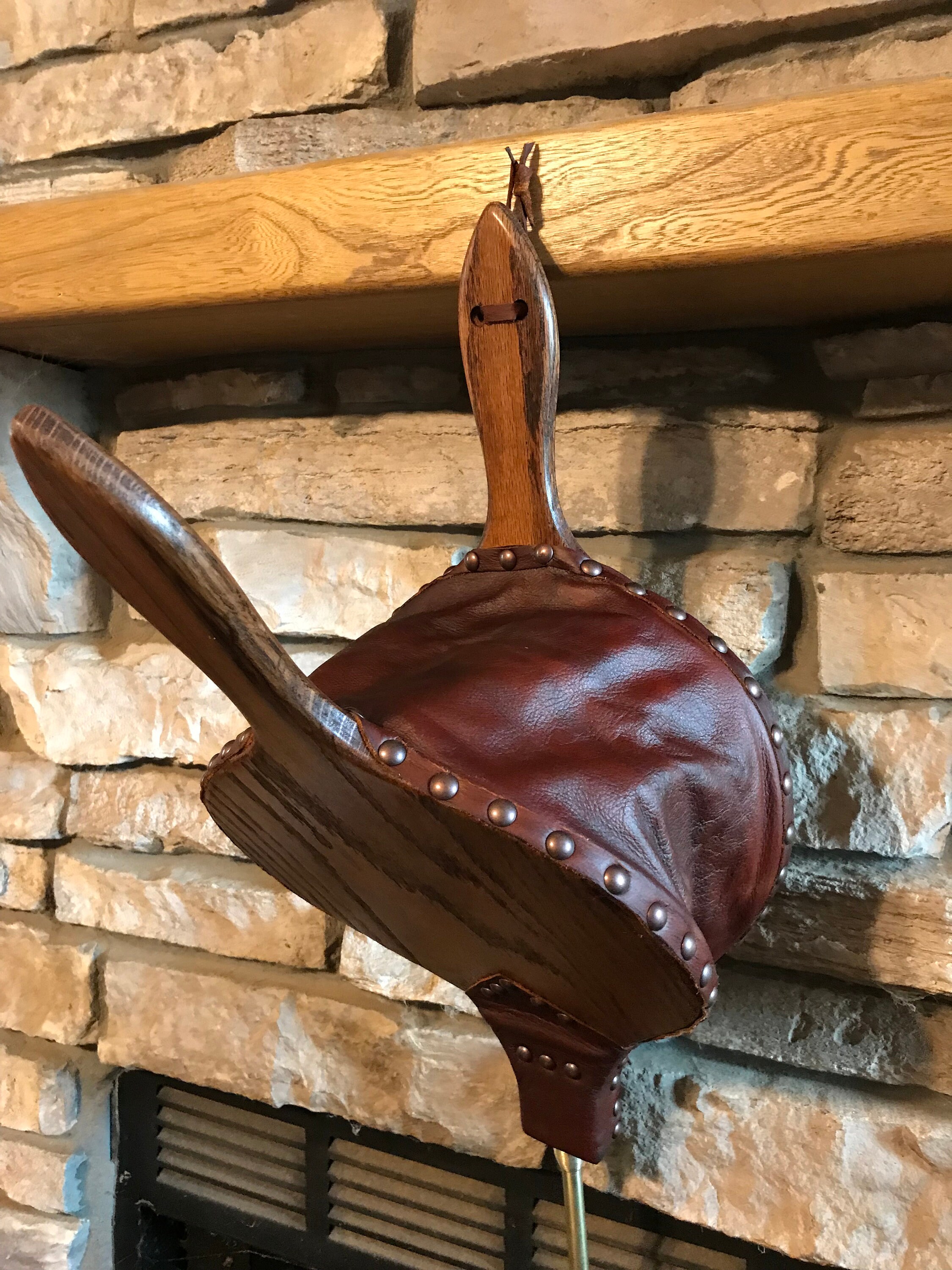 READY to SHIP XXL Handmade Fireplace Bellows, Oak with Rich Brown