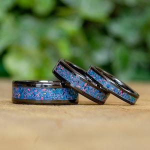 Glacier Grey Bello Opal and Black Ceramic Ring – Cool and Contemporary Design