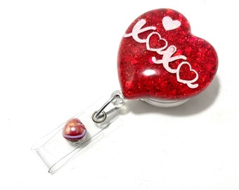 Valentine badge reel/Nurse badge holder/XOXO badge reel/Retractable badge holder/Puffy heart