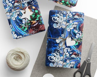 Demon Slayer Gift Wrapping Paper, Anime Manga Comic Book Theme