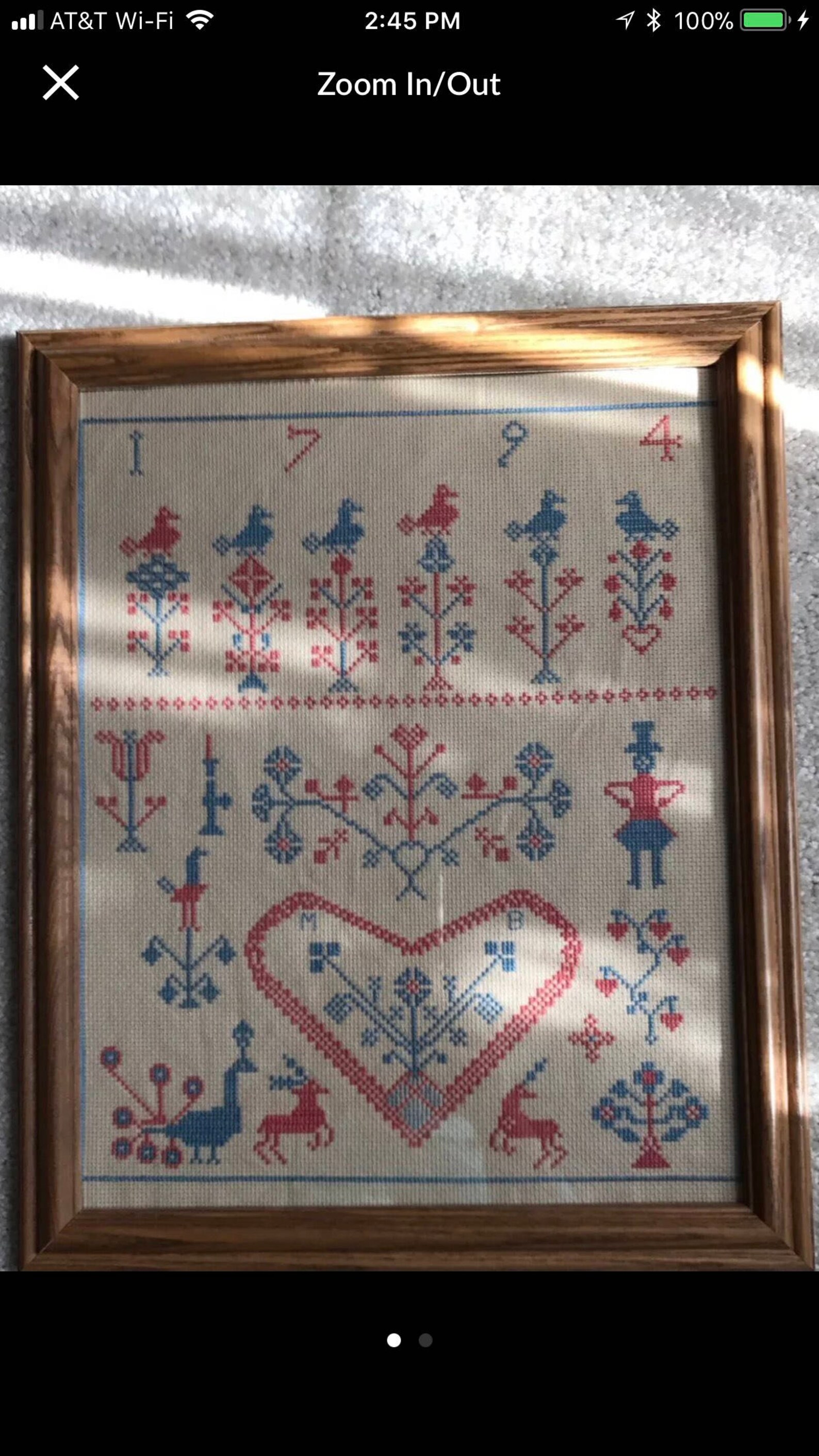 Completed cross stitch sampler oak 8x10 frame with glass | Etsy