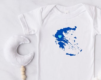 Greece Onesie. Map of Greece Onesie. Greek Baby. I love Greece. Greek Onesie. Greek Map Onesie.