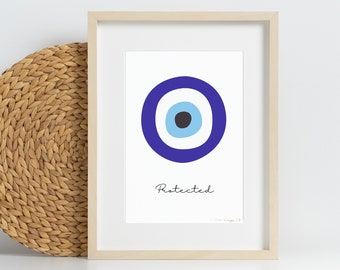 Evil Eye Poster. Greek Evil Eye. Mati Poster. Mati Decor. Evil Eye Decor. Mati Protection. DIGITAL DOWNLOAD.