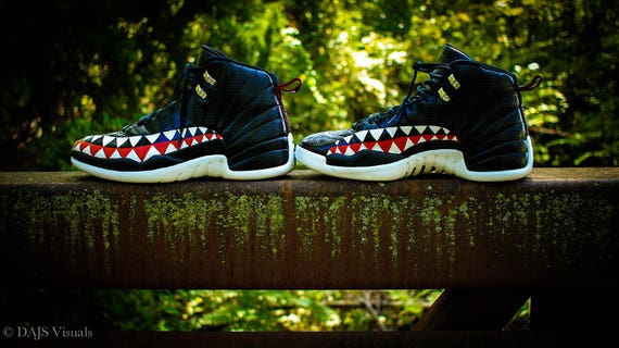Custom Air Jordan 12 Bape Shark Teeth 