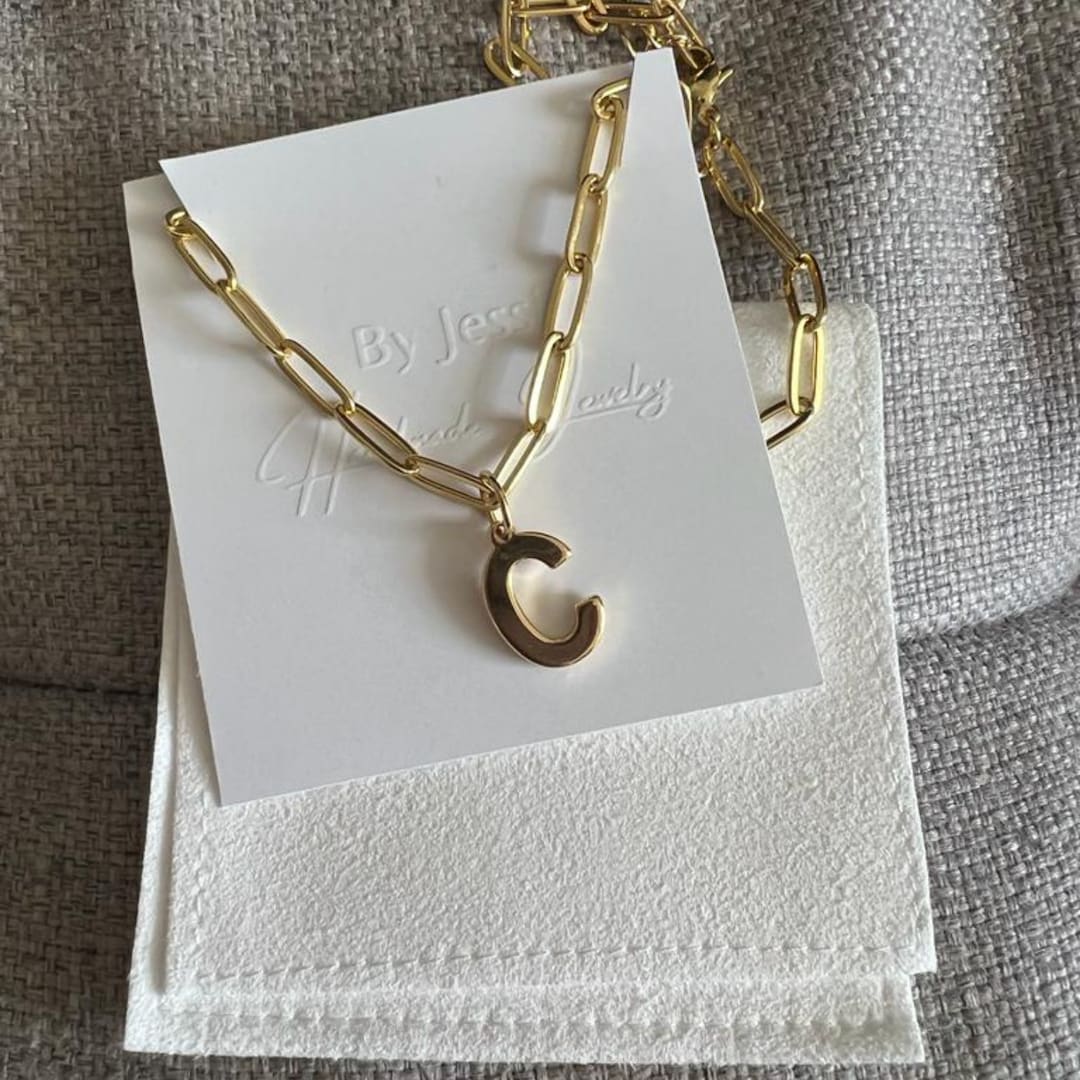 Paperclip Chain With Initial Letter, Gold Plated Layered Necklace