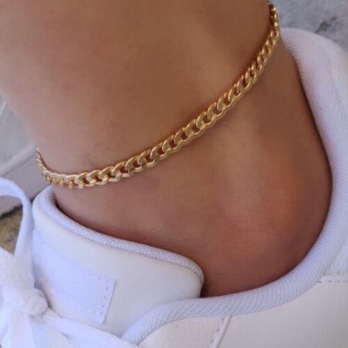 5 Mm Gold Cuban Link Chain Anklet 