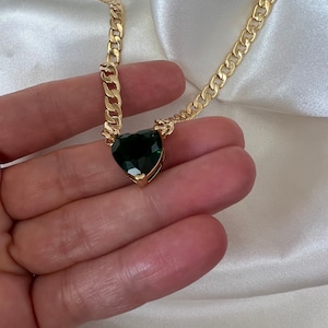Green  Heart Charm Necklace