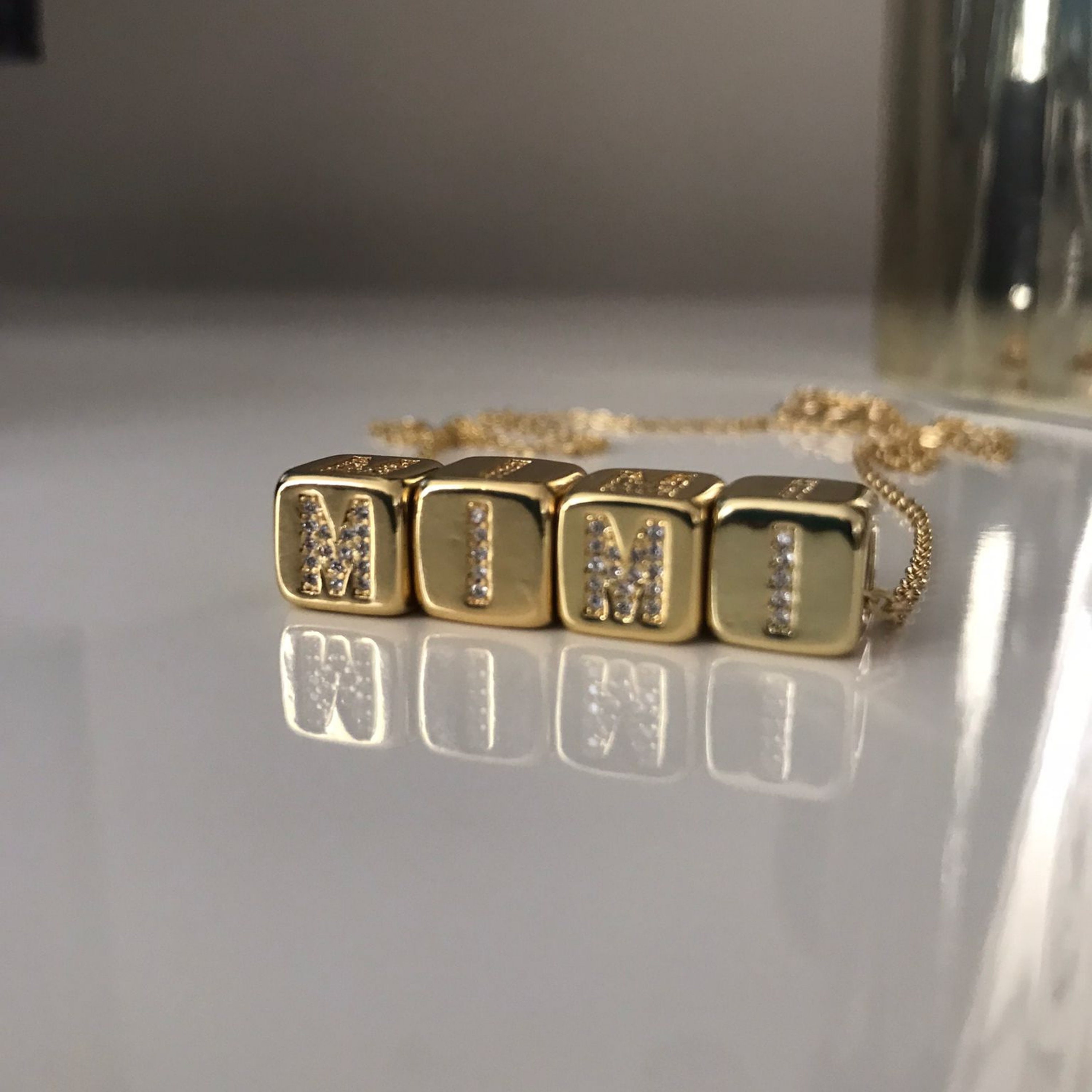Custom Letters Cube Necklace, Personalized Your Name With