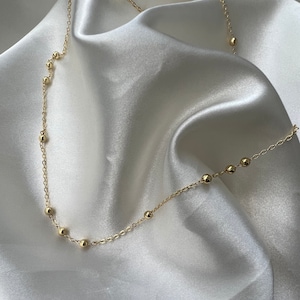 Gold Beaded Necklace • Gold Ball Chain