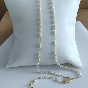 Tiny Pearls Rosary Necklace