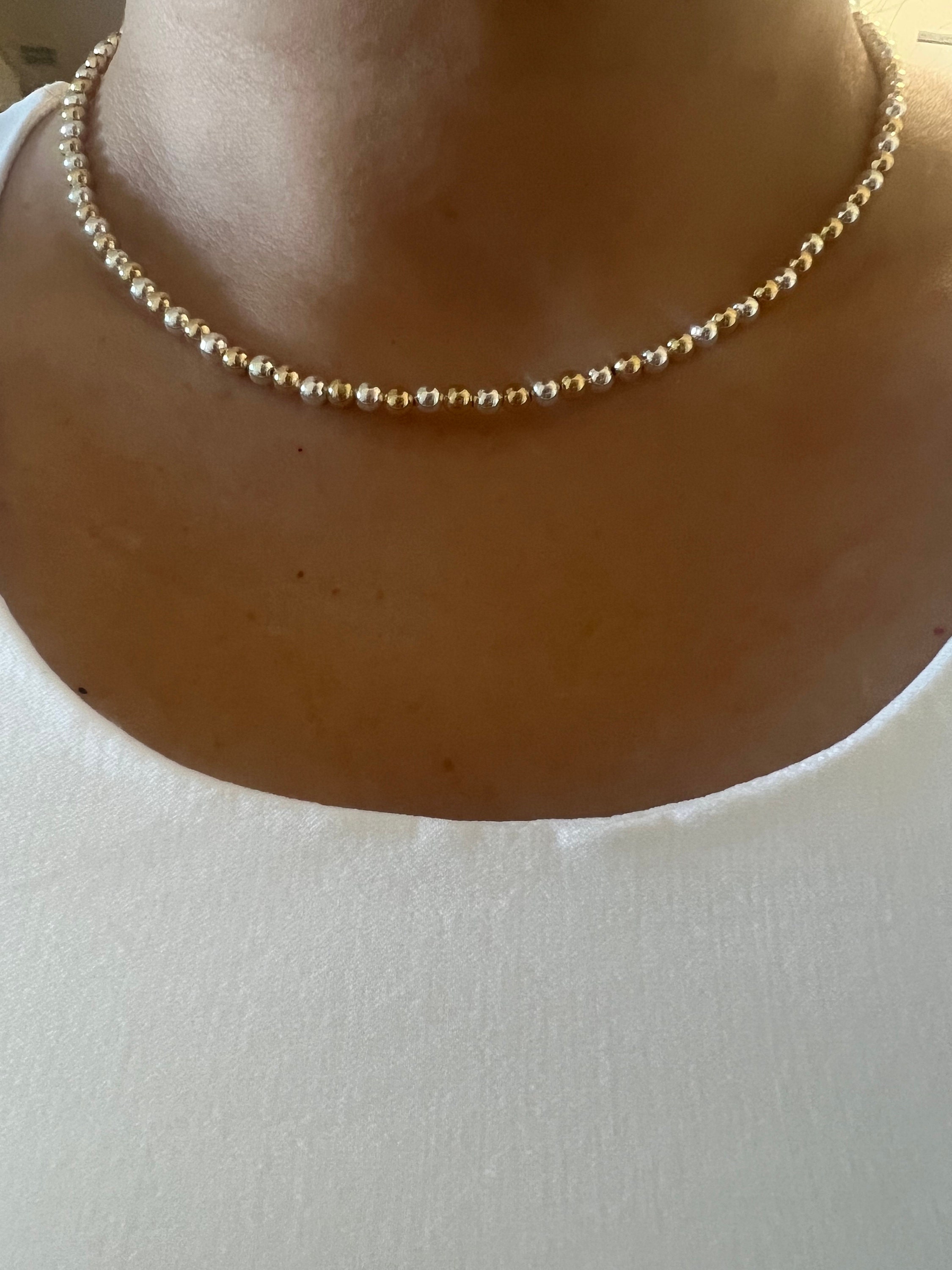 Gold and Silver Beaded Necklace Etsy