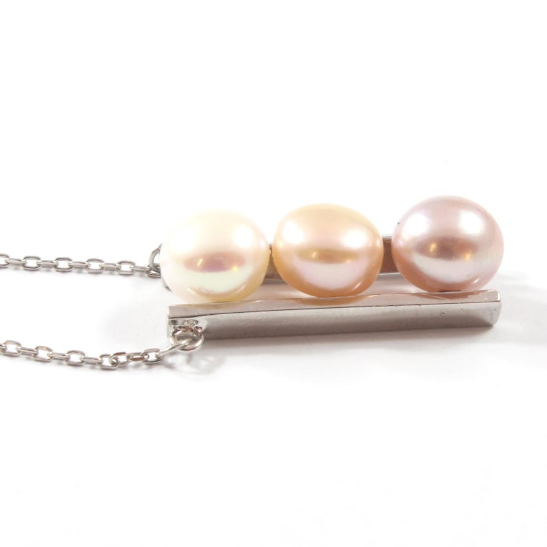 Triple Freshwater Cultured Pearl Pendant Necklace with Sterling Silver 40cm 8.0-8.5mm