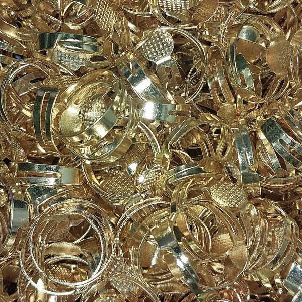 100 Gold Tone Adjustable Ring Blanks