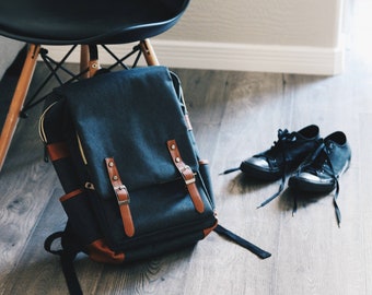 Toile cuir sac à dos de voyage vintage sac à dos pour ordinateur portable sac unisexe étanche homme femme style minimaliste travail école fourre-tout camping sac à dos