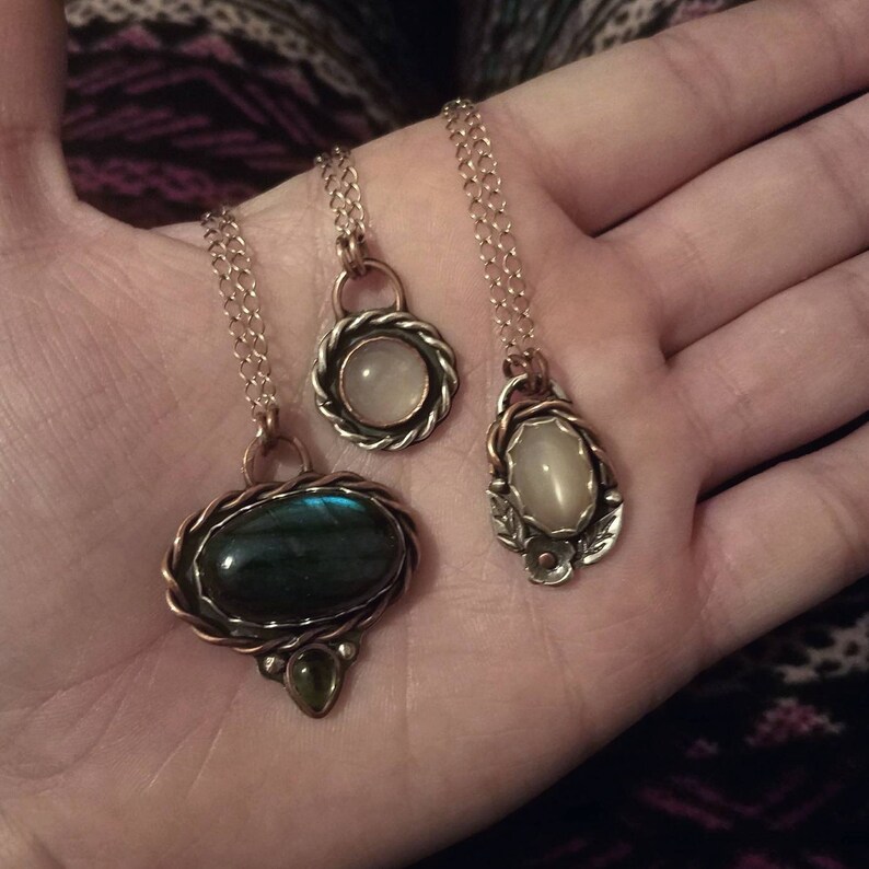 Labradorite and Peridot Pendant ~
