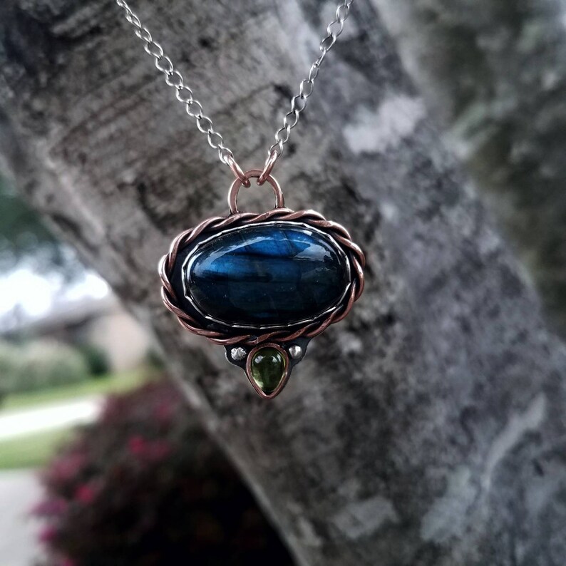 Labradorite and Peridot Pendant ~