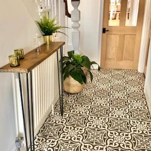 Narrow Pine Console Table: Farmhouse Entryway Table with 34" Long Hairpin Legs