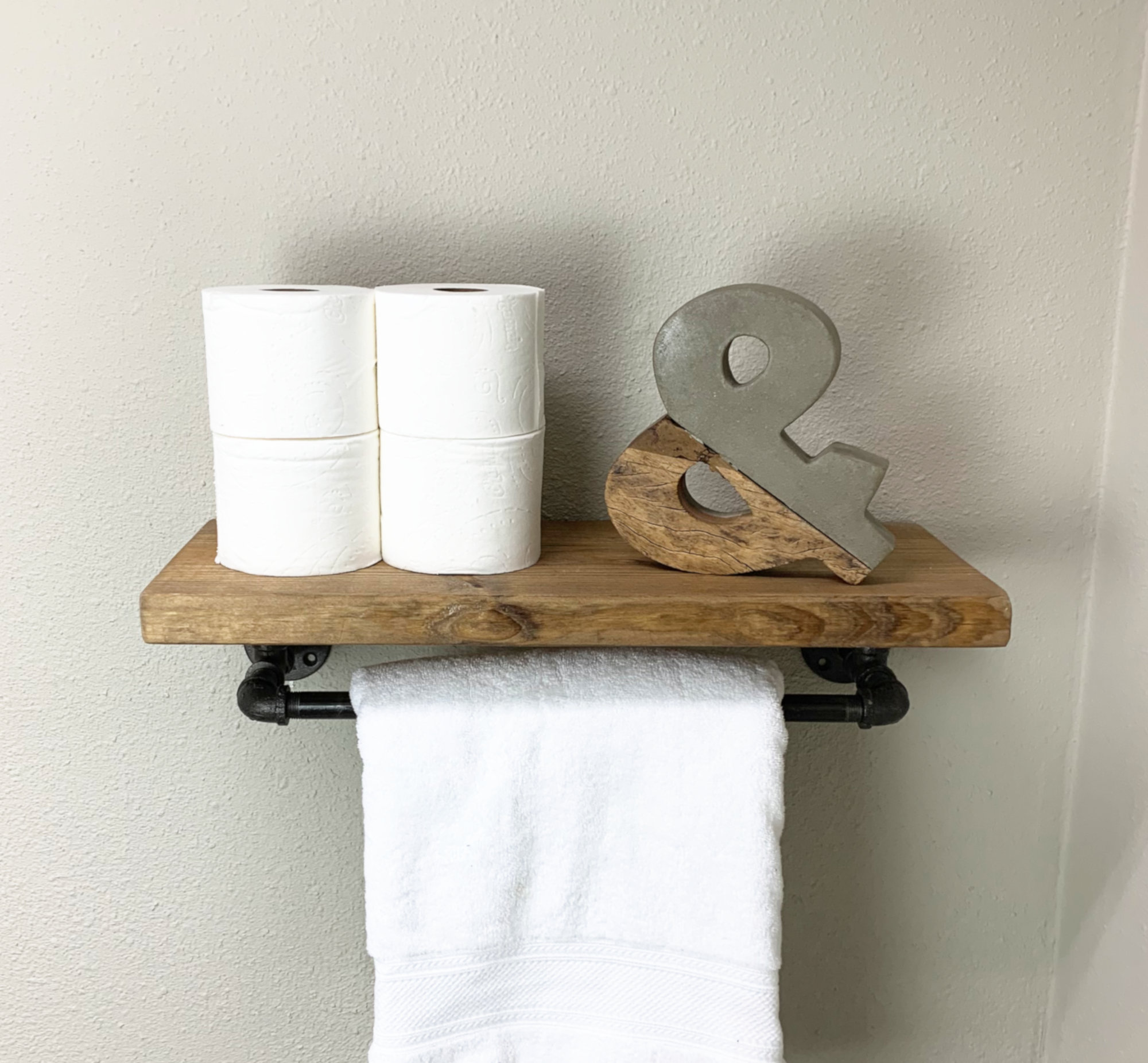 Bathroom Shelf With Towel Bar. Floating Rustic Shelf Wooden Etsy