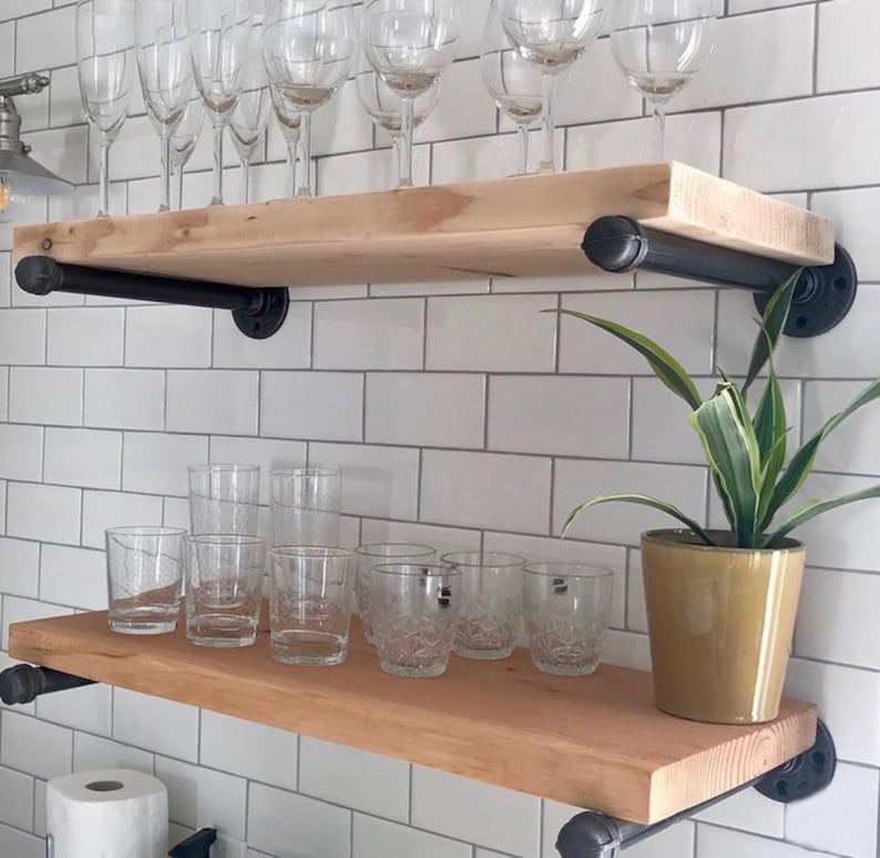 Hand Stained Farmhouse Floating Shelf Rustic Bathroom Etsy