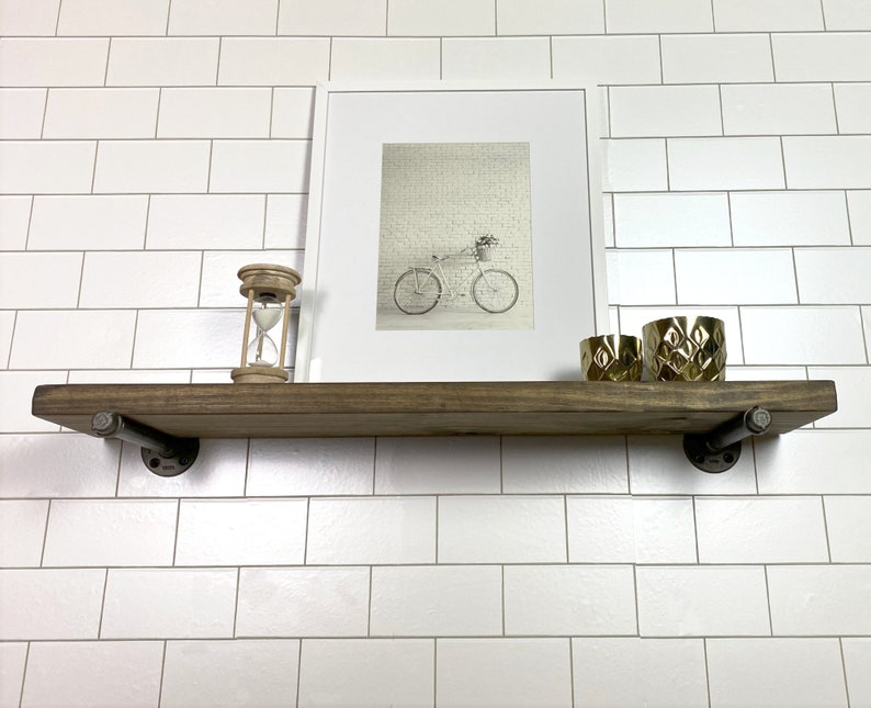 Espresso Stained Farmhouse Floating Shelf Rustic Bathroom Etsy