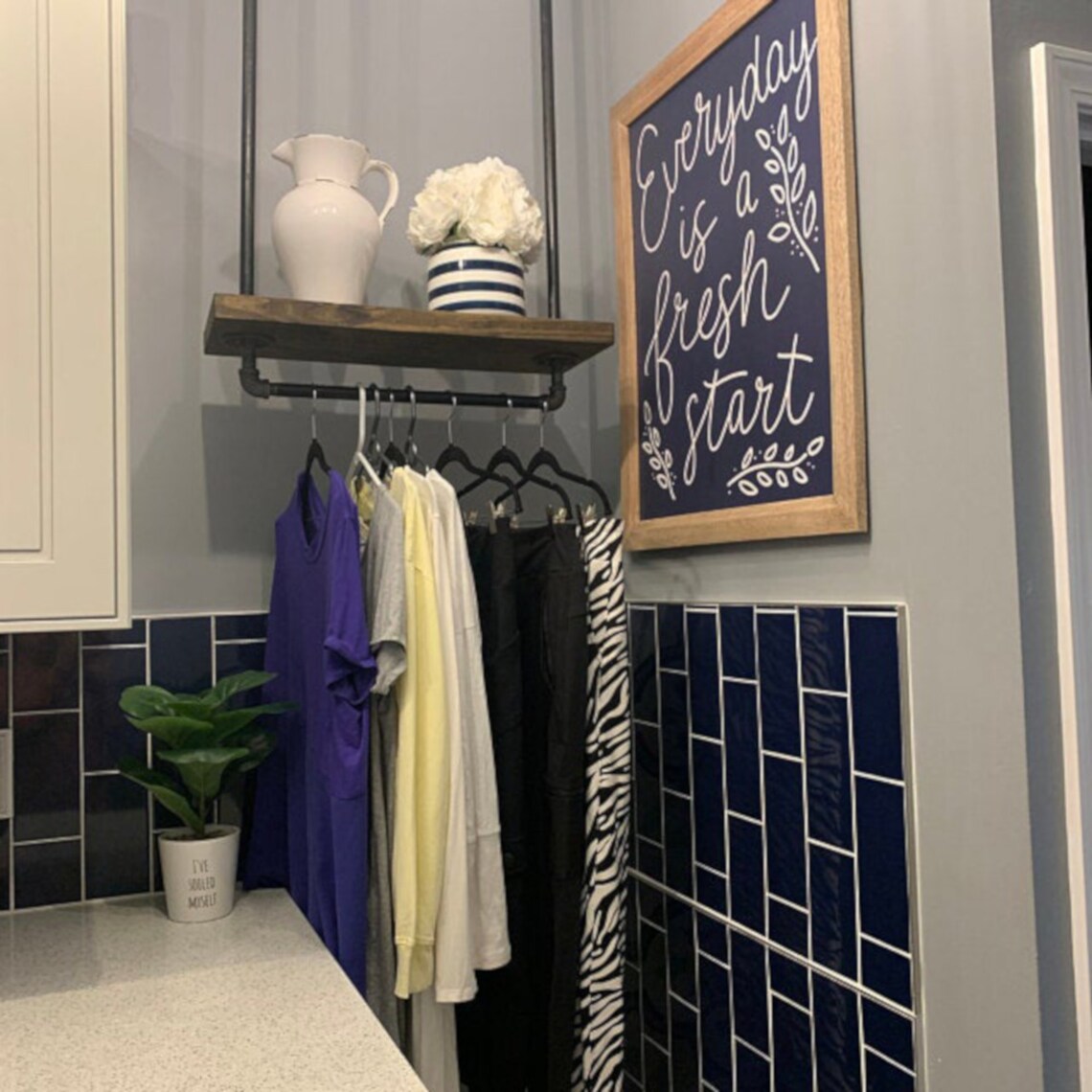 Hanging Laundry Room Storage Rack 9.25 Deep Industrial Etsy