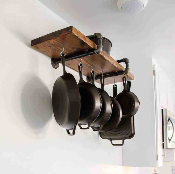 Pot Storage Rack 9 25 Deep Pan Holder Industrial Pipe Etsy