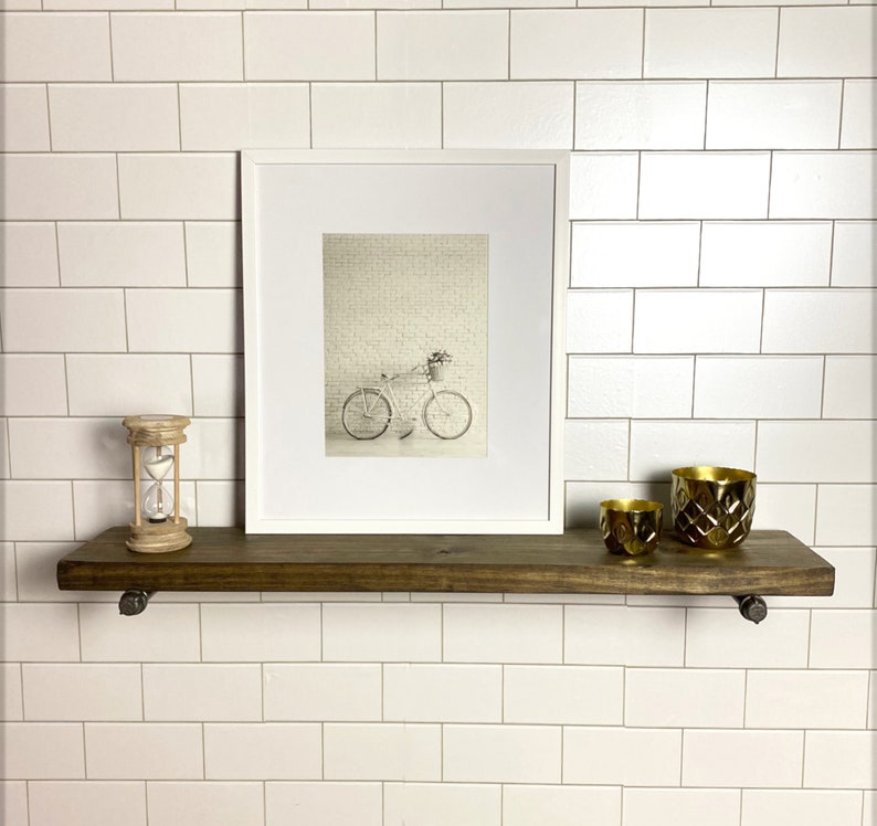 Espresso Stained Farmhouse Floating Shelf Rustic Bathroom Etsy