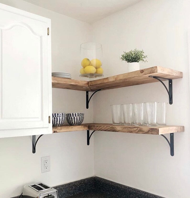 9 1 4 Deep Farmhouse Rustic Corner Floating Shelf Image 0