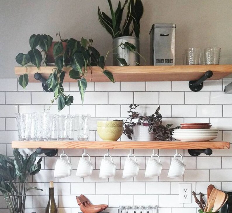 Floating Shelves WITHOUT BRACKETS Industrial Shelf Wood Etsy