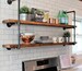 Rustic Farmhouse Pipe Wall Unit, Floating Open Kitchen Shelves, Industrial Floating Long Wood Shelves, Farmhouse Pipe Shelves, Bookcase