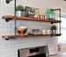 Rustic Farmhouse Pipe Wall Unit, Floating Open Kitchen Shelves, Industrial Floating Long Wood Shelves, Farmhouse Pipe Shelves, Bookcase 