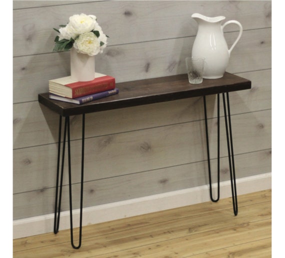 Wood Bench Farmhouse Decor Foyer Bench 24 Hairpin Leg Etsy