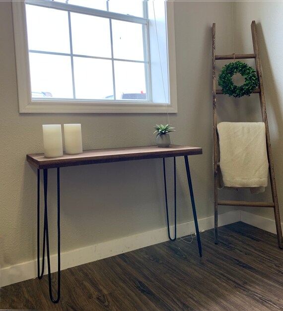 Wood Bench Farmhouse Decor Foyer Bench 24 Hairpin Leg Etsy