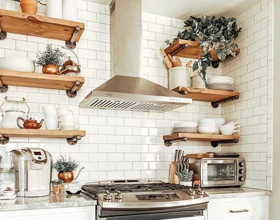 A Single Floating Rustic Wooden Wall Shelf Farmhouse Floating Etsy