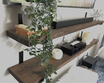 Pine Wood Shelf with J Brackets: Modern Minimialist Decor