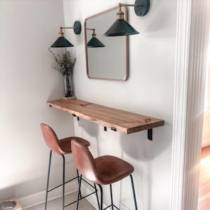 Rustic Pine Floating Shelf: Heavy Duty Loft Narrow Table with L Brackets