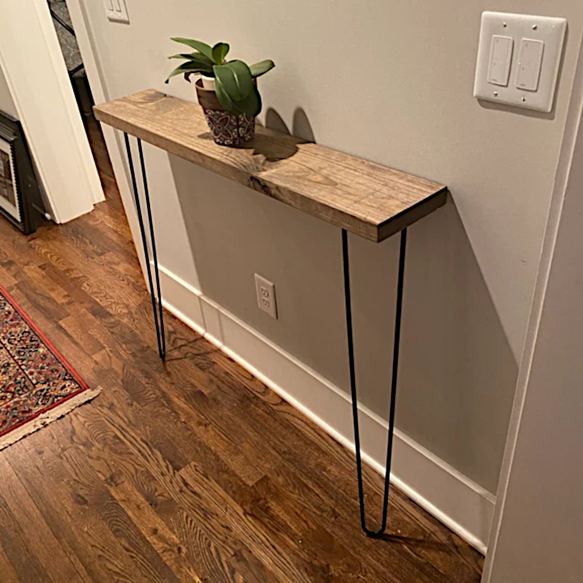 Tall Narrow Console Table With 34 Hairpin Legs, Wall Mounted Foyer