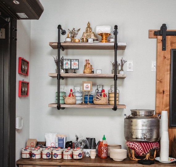 3 Tier Rustic Wall Shelving Unit Farmhouse Wood Shelves Etsy