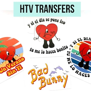 Bad Bunny, HTV Transfers, Bad Bunny HTV, Conejo Malo, Ready To Press, Prints, Un Verano Sin Ti, Heat Transfers, HTV Prints, Vinilo