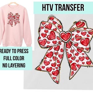 Coquette XOXO Bow, Cute Bow, Valentine, HTV Transfers, Prints, HTV Prints, Ready to Press, Heat Transfers, Coquette Valentine Heart