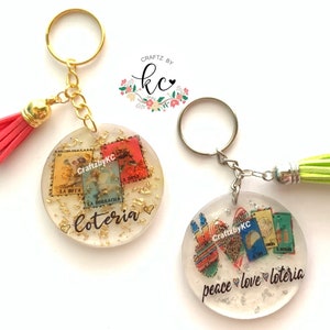 Keychain, Key Holder, ID Badge Holder, Acrylic Keychain, Lotería Keychain, Gift, Birthday Theme, Loteria Theme