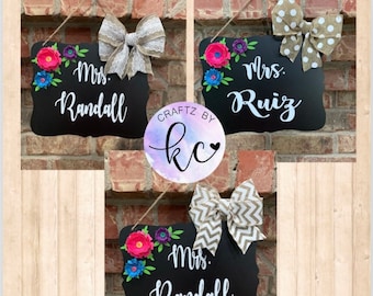 Teacher Sign,Teacher Gift,Teacher Name Sign,Personalized Teacher Gift, Chalkboard Sign, Room sign, Classroom Sign, Door sign