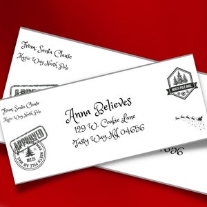 Sobre de navidad imprimible, plantilla de carta personalizable de sobre de santa, sobre del polo norte, sobre de navidad imprimible