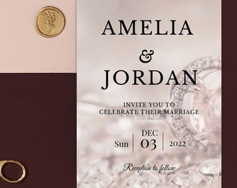 Wedding Invitation gold and diamonds Template, Printable 5x7 and Instagram Electronically shareable Invitation, Use phone to edit